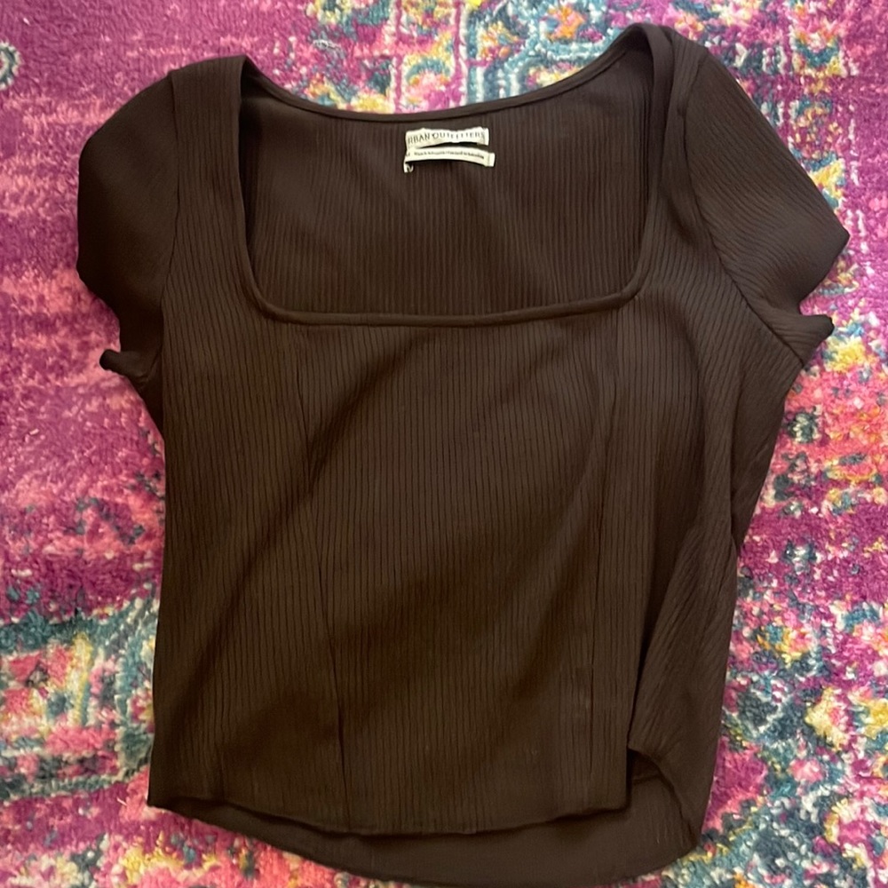 brown urban outfitters square neck crop top